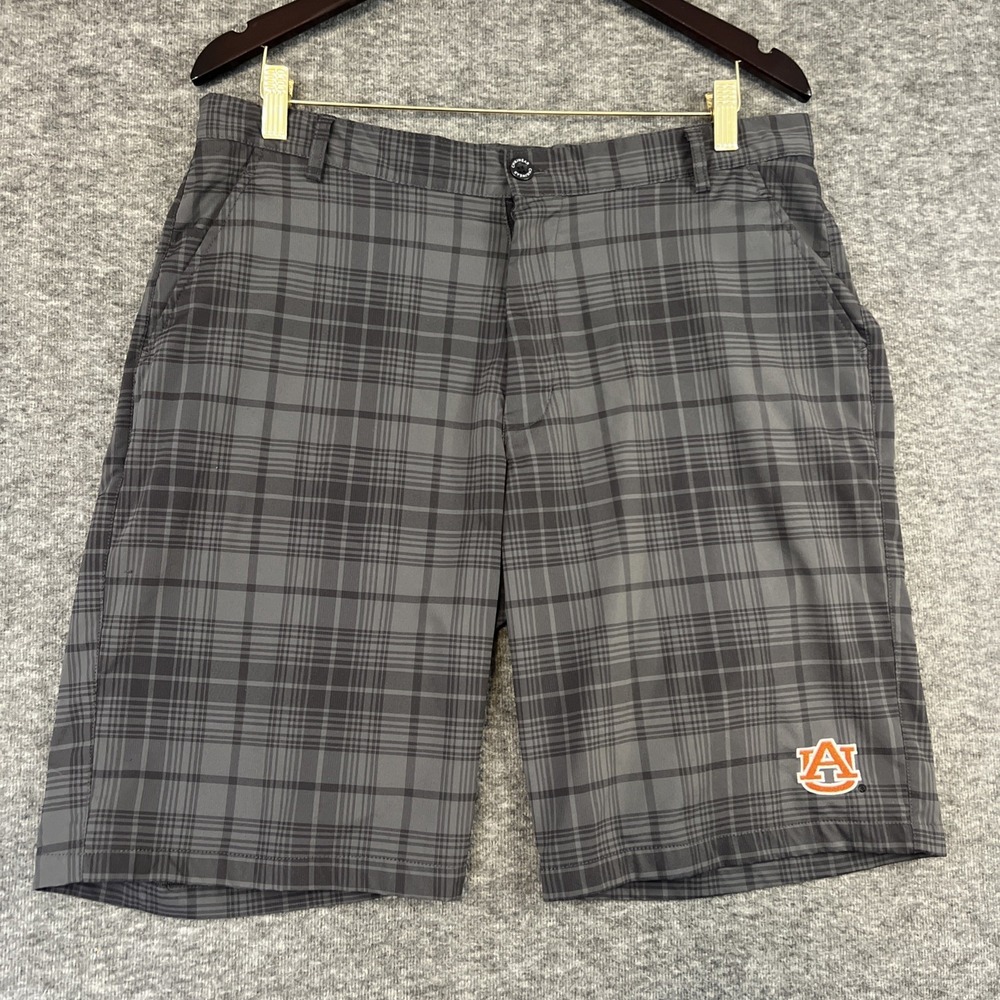 Chiliwear Black Plaid Golf‎ Shorts Mens Size 34 Auburn Embroidered